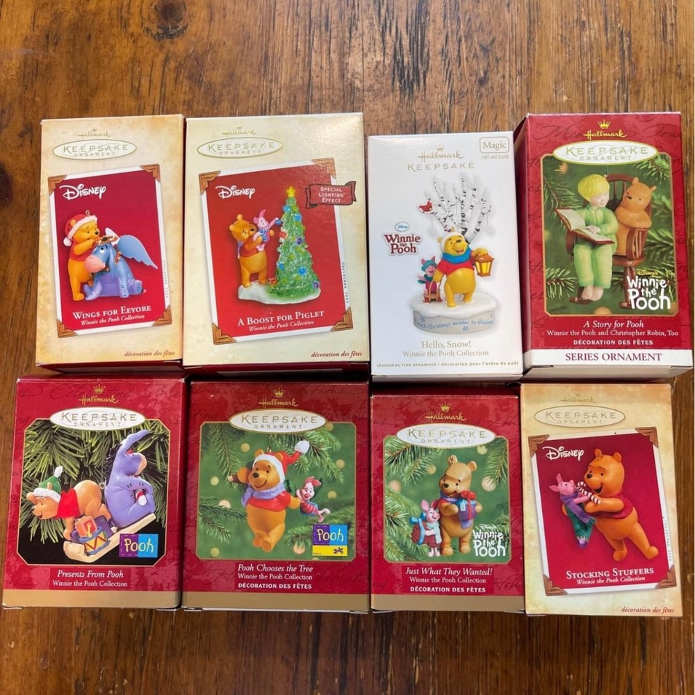 Set of 8 Hallmark Winnie the Poo ornaments
